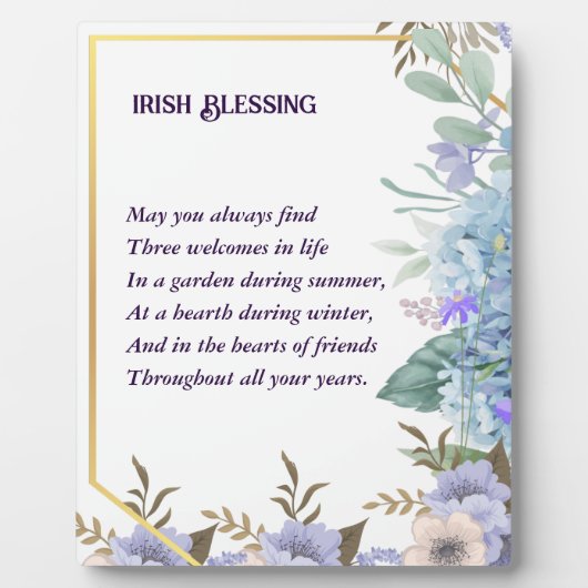 Blue Hydrangea Irish Blessing Prayer St Patrick's Fotoplaat (Voorkant)
