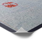 Blue Hydrangea Japans Woodcut met Bird Poster (Hoek)