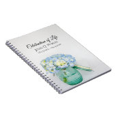 Blue Hydrangea Jar Celebration of Life Gastenboek Notitieboek (Rechterzijde)