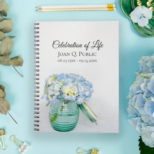 Blue Hydrangea Jar Celebration of Life Gastenboek Notitieboek