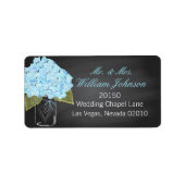 Blue Hydrangea Jar Chalkboard Wedding Label (Voorkant)