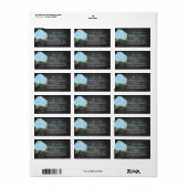 Blue Hydrangea Jar Chalkboard Wedding Label (Full Sheet)