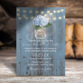 Blue Hydrangea Jar Dusty Blue Barn Wood Wedding Kaart