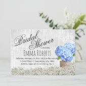 Blue Hydrangea Jar Rustic Floral Vrijgezellenfeest Kaart (Staand voorkant)