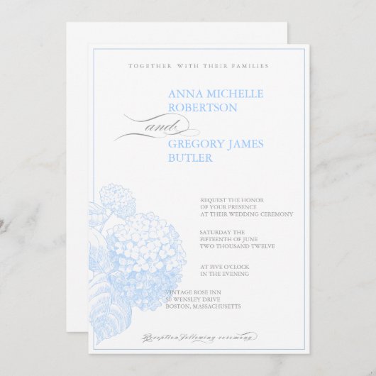 Blue Hydrangea Kaart (Voorkant / Achterkant)