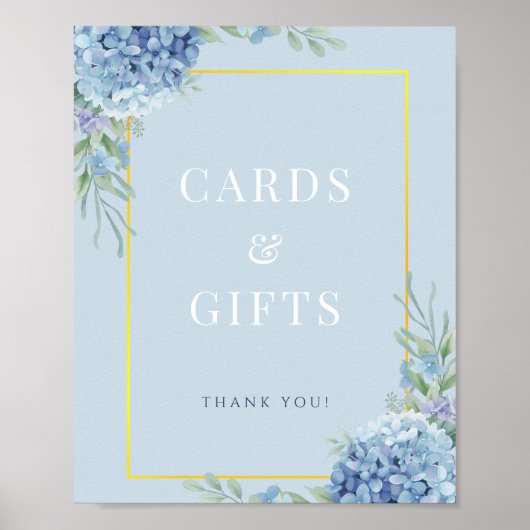 Blue Hydrangea Kaarten Geschenken Douche Teken Pos Poster (Voorkant)