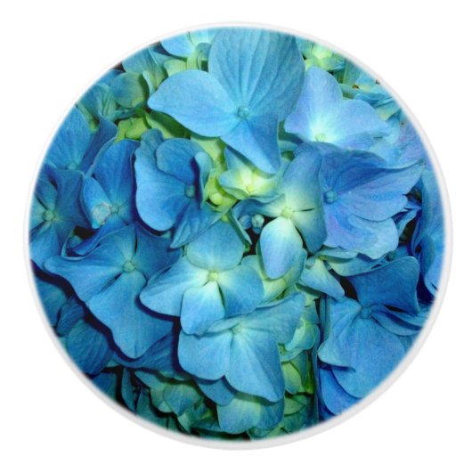 Blue Hydrangea Keramische Knop (Voorkant)