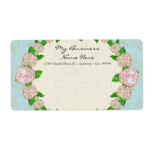 Blue Hydrangea Lace Floral Formal Elegant Business Etiket (Voorkant)