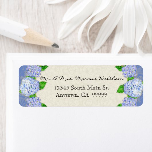 Blue Hydrangea Lace Floral Formal Elegant Business Etiket (Insitu)