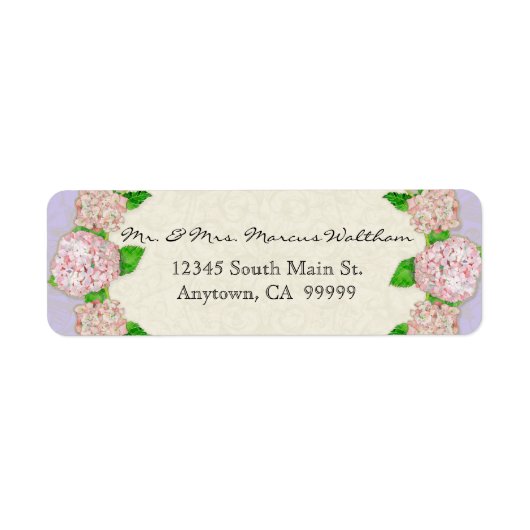 Blue Hydrangea Lace Floral Formal Elegant Business Etiket (Voorkant)