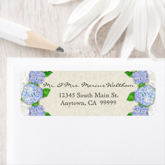 Blue Hydrangea Lace Floral Formal Elegant Business Etiket (Insitu)