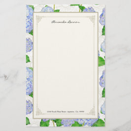 Blue Hydrangea Lace Floral Formal Elegant Weddings Briefpapier