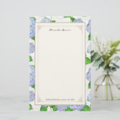 Blue Hydrangea Lace Floral Formal Elegant Weddings Briefpapier (Staand voorkant)