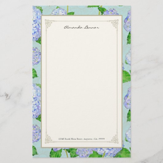 Blue Hydrangea Lace Floral Formal Elegant Weddings Briefpapier (Voorkant)