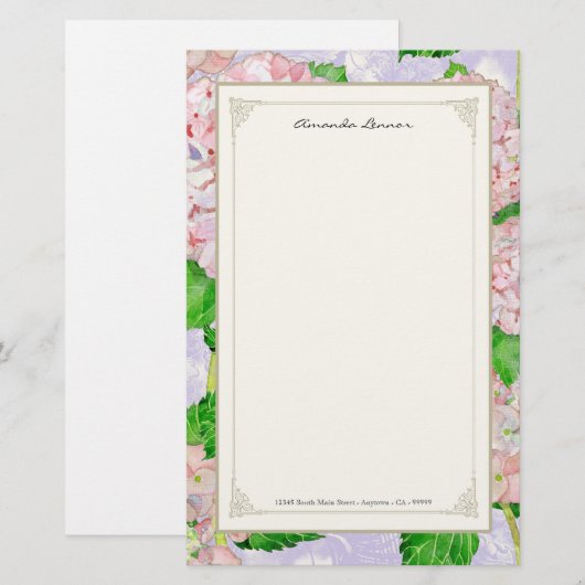 Blue Hydrangea Lace Floral Formal Elegant Weddings Briefpapier (Voorkant / Achterkant)