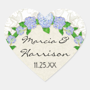 Blue Hydrangea Lace Floral Formal Elegant Weddings Hart Sticker