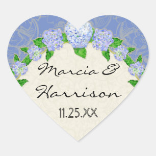 Blue Hydrangea Lace Floral Formal Elegant Weddings Hart Sticker