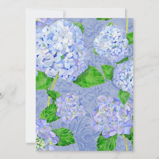 Blue Hydrangea Lace Floral Formal Elegant Weddings Kaart (Achterkant)