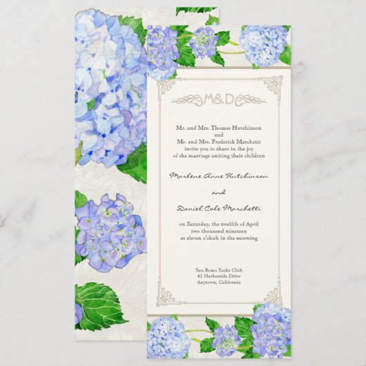 Blue Hydrangea Lace Floral Formal Elegant Weddings Kaart (Voorkant / Achterkant)
