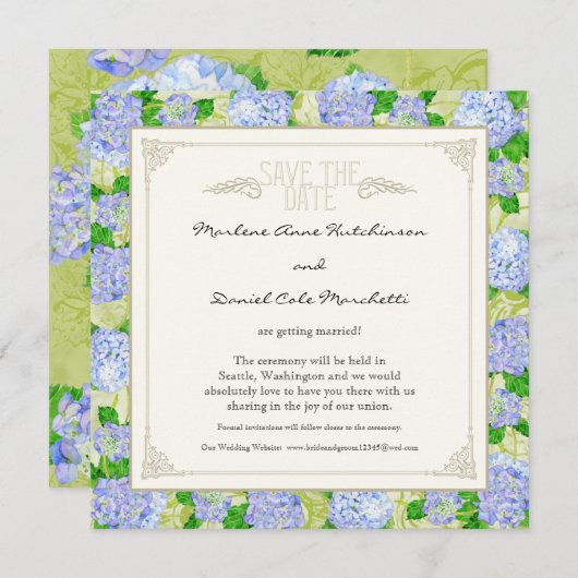 Blue Hydrangea Lace Floral Formal Elegant Weddings Kaart (Voorkant / Achterkant)