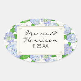 Blue Hydrangea Lace Floral Formal Elegant Weddings Ovale Sticker
