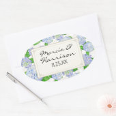 Blue Hydrangea Lace Floral Formal Elegant Weddings Ovale Sticker (Envelop)