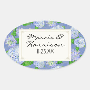 Blue Hydrangea Lace Floral Formal Elegant Weddings Ovale Sticker