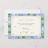 Blue Hydrangea Lace Floral Formal Elegant Weddings RSVP Kaartje (Voorkant)