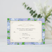 Blue Hydrangea Lace Floral Formal Elegant Weddings RSVP Kaartje (Staand voorkant)