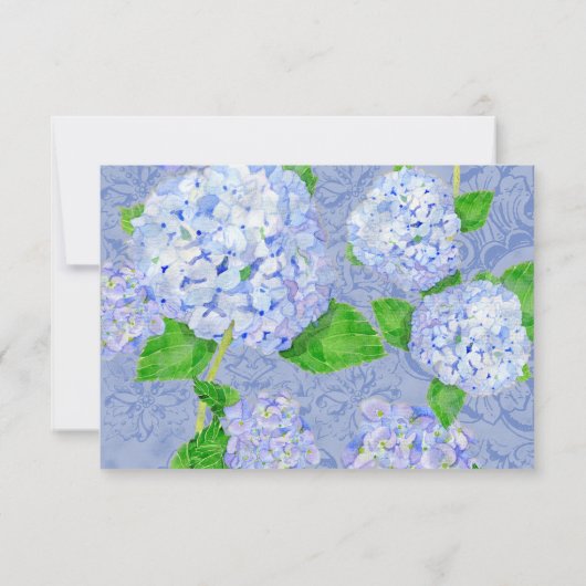 Blue Hydrangea Lace Floral Formal Elegant Weddings RSVP Kaartje (Achterkant)