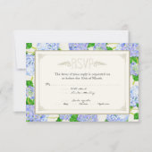 Blue Hydrangea Lace Floral Formal Elegant Weddings RSVP Kaartje (Voorkant)