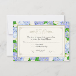 Blue Hydrangea Lace Floral Formal Elegant Weddings RSVP Kaartje