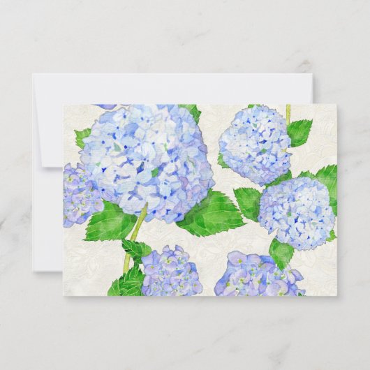 Blue Hydrangea Lace Floral Formal Elegant Weddings RSVP Kaartje (Achterkant)
