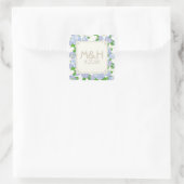 Blue Hydrangea Lace Floral Formal Elegant Weddings Vierkante Sticker (Tas)