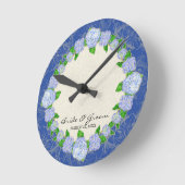 Blue Hydrangea Lace Floral Formal Wedding Gift Ronde Klok (Hoek)