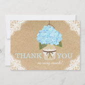 Blue Hydrangea Lace Kraft Modern Rustiek Bedankt (Voorkant)