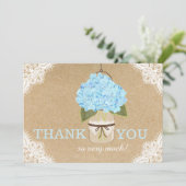 Blue Hydrangea Lace Kraft Modern Rustiek Bedankt (Staand voorkant)