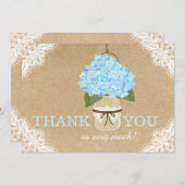 Blue Hydrangea Lace Kraft Modern Rustiek Bedankt (Voorkant / Achterkant)
