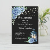 Blue Hydrangea Lantern Black Boho ENGAGTY Kaart (Staand voorkant)