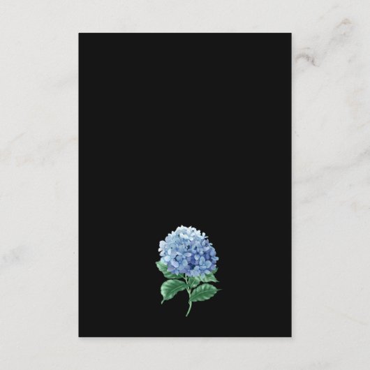 Blue Hydrangea Lantern Black Boho Wedding Details Informatiekaartje (Achterkant)