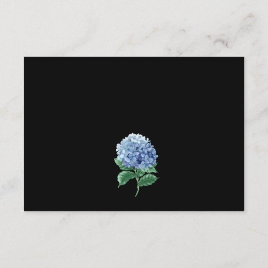 Blue Hydrangea Lantern Black Boho Wedding Details Informatiekaartje (Achterkant)