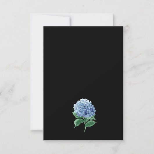 Blue Hydrangea Lantern Black Boho Wedding RSVP Kaartje (Achterkant)