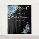Blue Hydrangea Lantern Boho Vrijgezellenfeest Back Wandkleed (Voorkant)