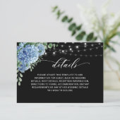 Blue Hydrangea Lantern Boho Wedding Enclosure Kaar Informatiekaartje (Staand voorkant)