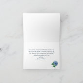 Blue Hydrangea Lantern Navy Wood Weddenfoto Bedankkaart (Binnen)