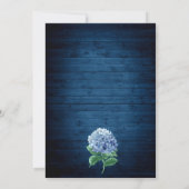 Blue Hydrangea Lantern Navy Wood Weddenschap Kaart (Achterkant)