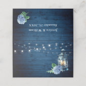 Blue Hydrangea Lantern Navy Wood Wedding Table Plaatskaartje (Buitenkant ongevouwen)