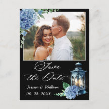 Blue Hydrangea Lantern PHOTO Wedding Save the Date