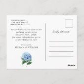 Blue hydrangea Lantern PHOTO Wedding Save the Date Briefkaart (Achterkant)