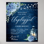 Blue Hydrangea Lantern Unplugged Wedding Ceremony Poster (Voorkant)